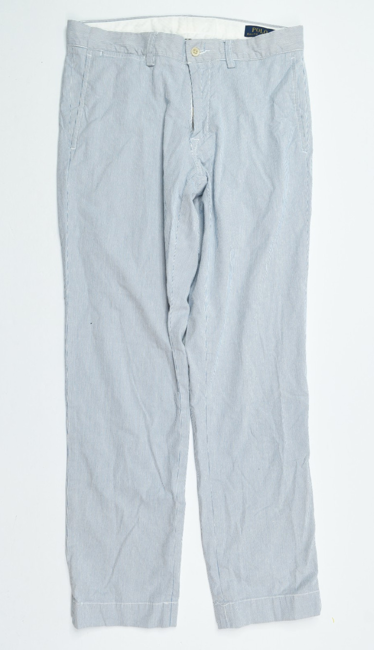 Polo Ralph Lauren Chino Pants Mens 31x30 White Blue Striped Slim Fit Cotton